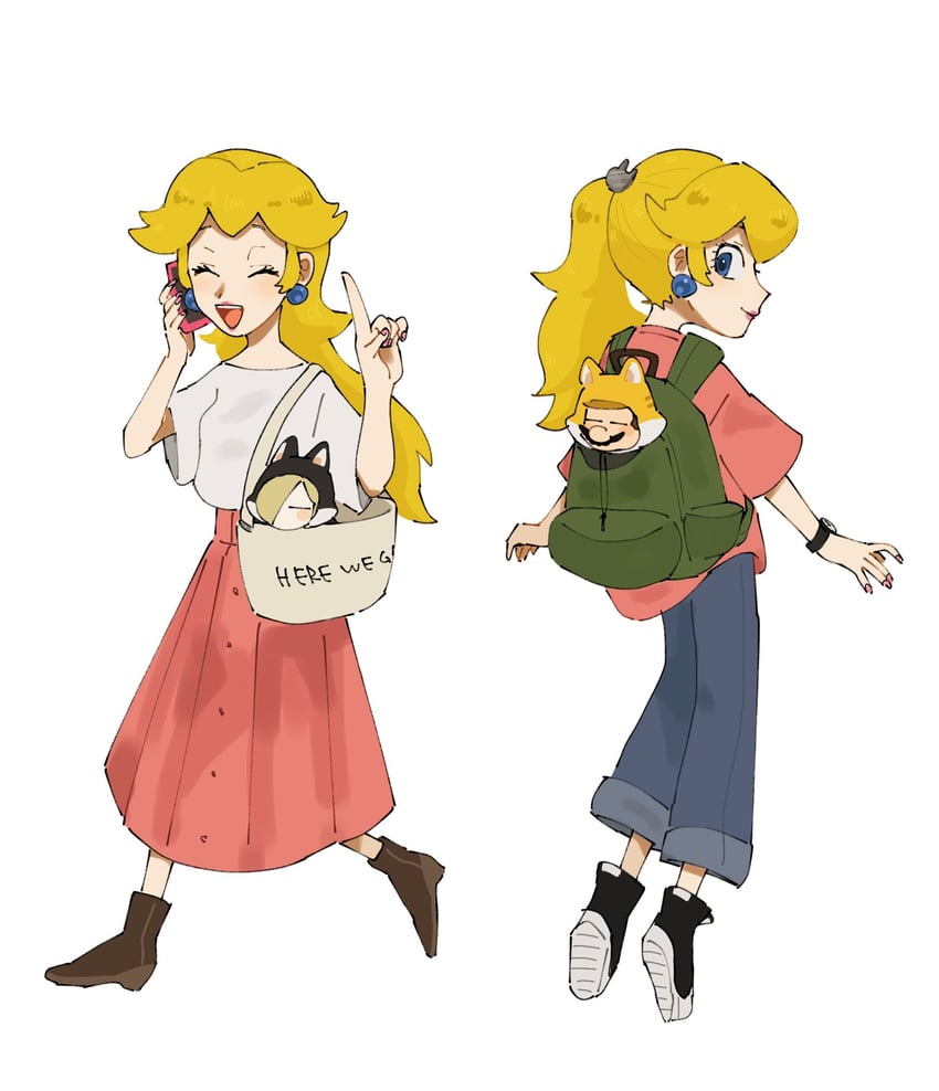 princess peach, mario, rosalina, cat mario, and cat rosalina (mario and 1 more) drawn by mimimi_(mimimim9999)