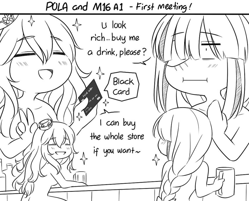 pola and m16a1 (kantai collection and 1 more) drawn by guin_guin