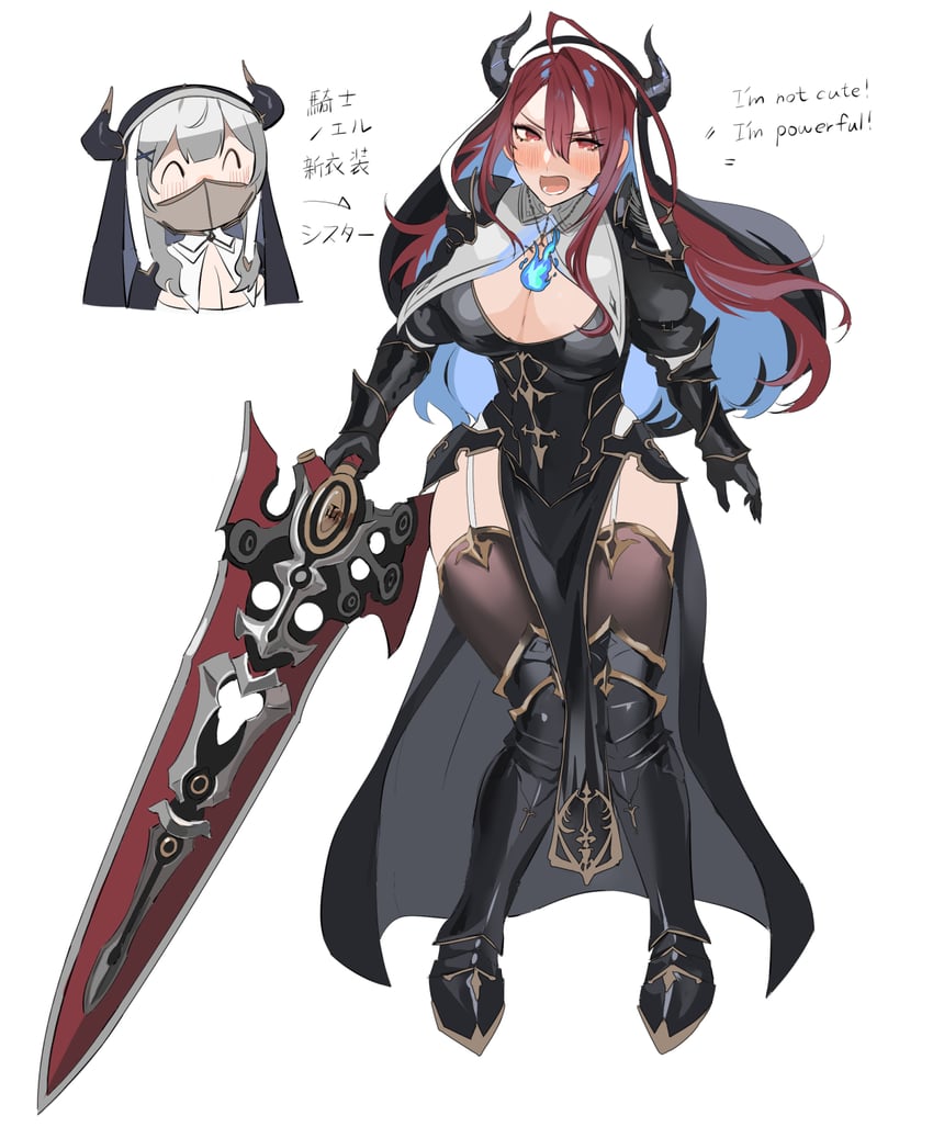 shirogane noel and elizabeth rose bloodflame (hololive and 1 more) drawn by set7