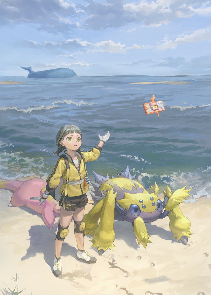 gloria, rotom, rotom phone, wailord, shuckle, and 2 more (pokemon and 1 more) drawn by tunapon01