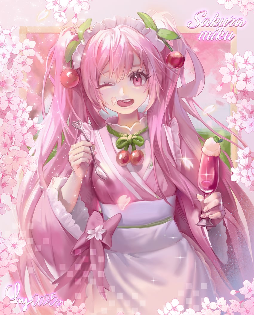 hatsune miku and sakura miku (vocaloid) drawn by hy_(hungyu)