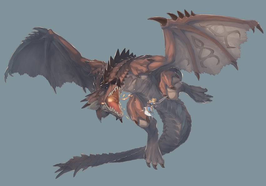 rathalos and meowstress (monster hunter and 1 more) drawn by heibonkaeru