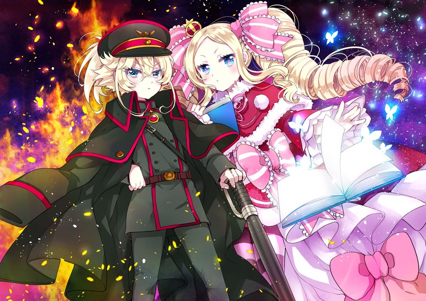 beatrice and tanya degurechaff (re:zero kara hajimeru isekai seikatsu and 2 more) drawn by naki_ringo