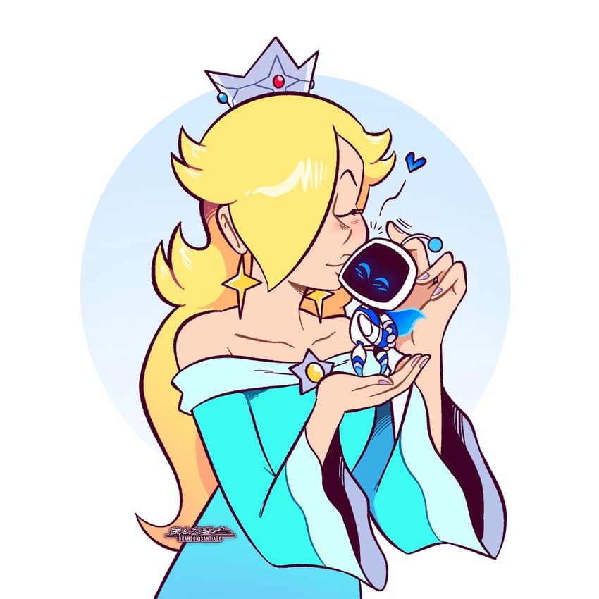 rosalina, astro bot, and captain astro (mario and 2 more) drawn by brandon_santiago