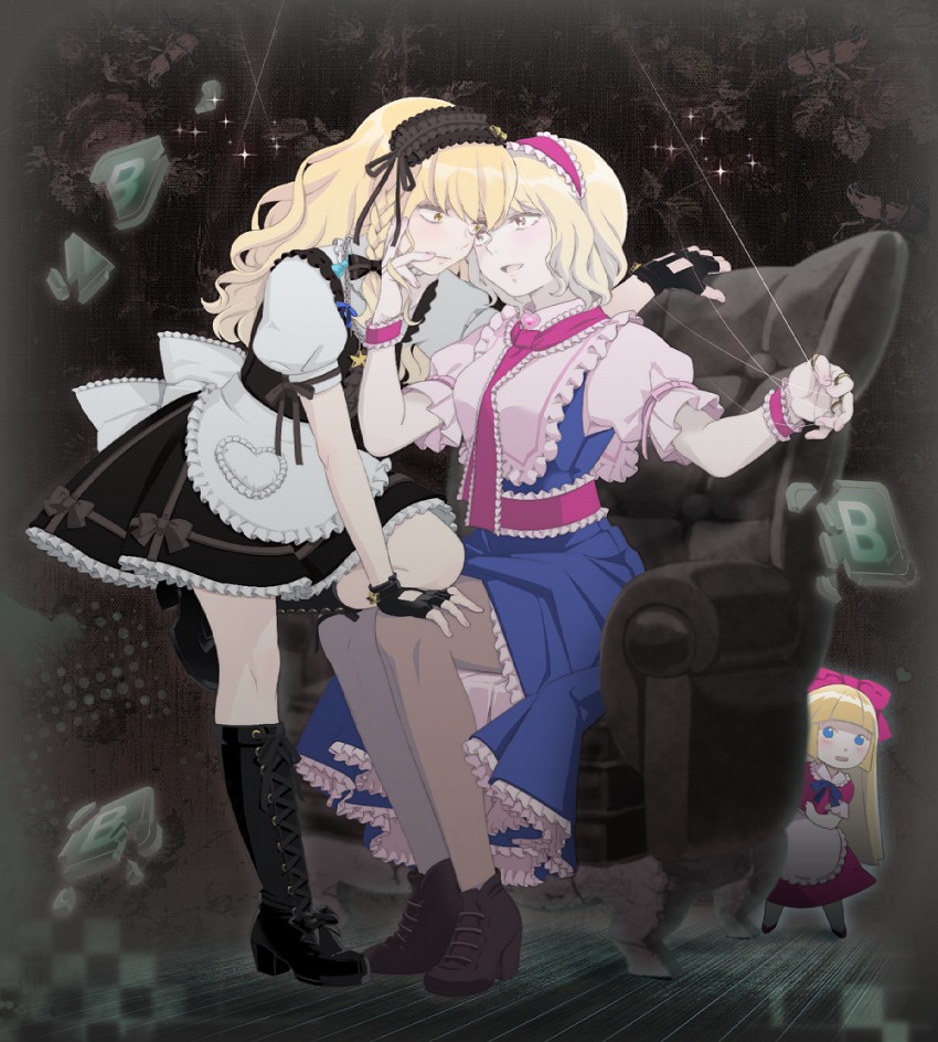 kirisame marisa, alice margatroid, and hourai doll (touhou) drawn by ofuton_zeb