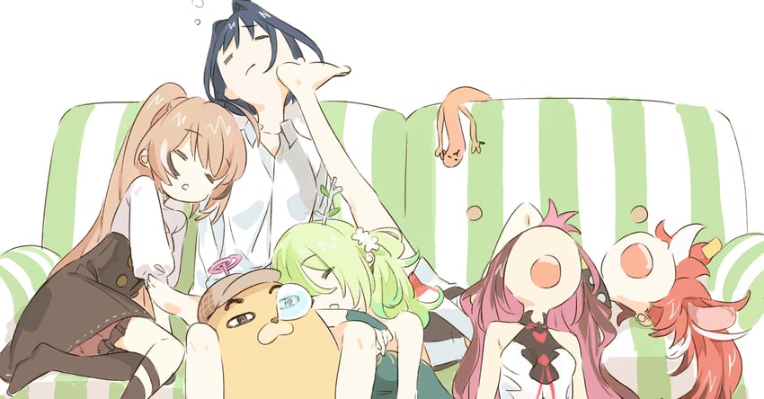 ouro kronii, nanashi mumei, hakos baelz, ceres fauna, irys, and 2 more (hololive and 1 more) drawn by pako_(pakosun)