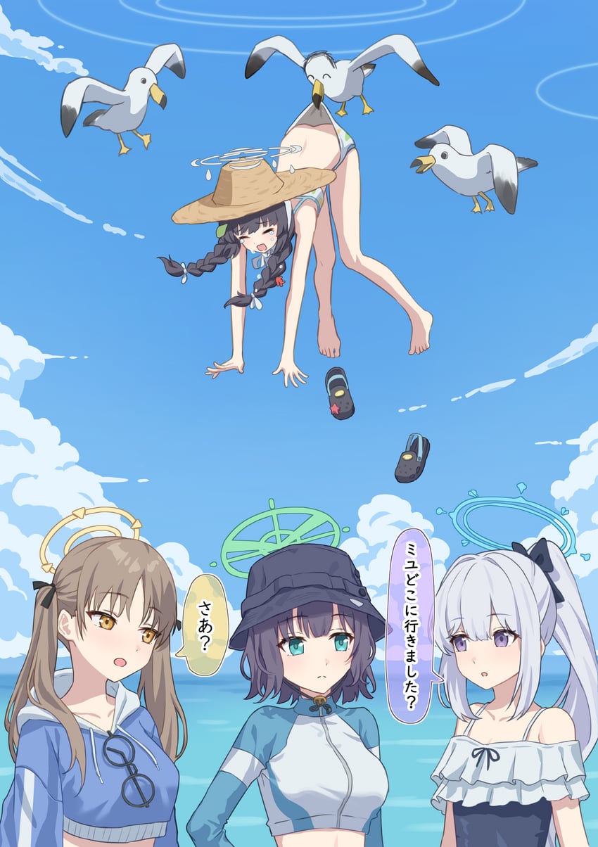 sensei, doodle sensei, miyu, miyako, saki, and 1 more (blue archive) drawn by simoumi_217