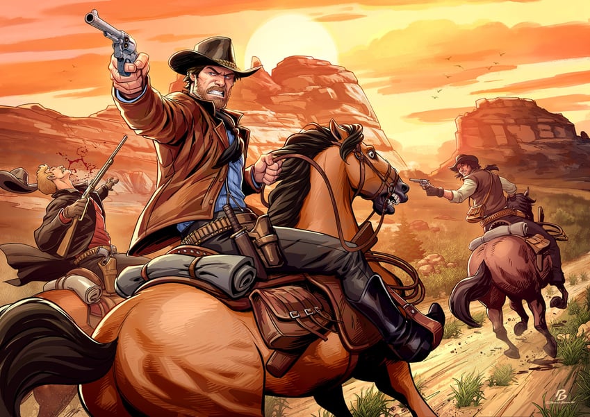 arthur morgan and john marston (red dead redemption and 1 more) drawn by patrick_brown