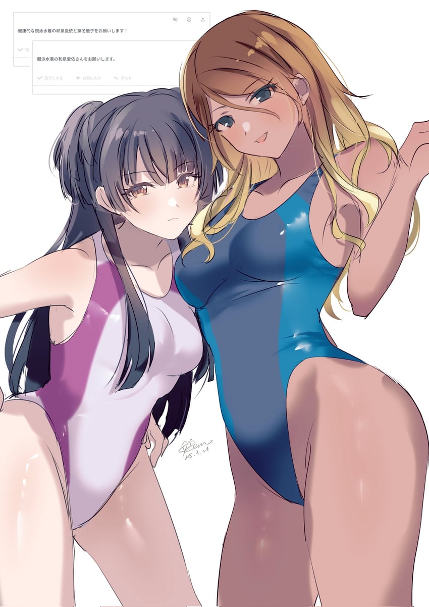 mayuzumi fuyuko and izumi mei (idolmaster and 2 more) drawn by kevn