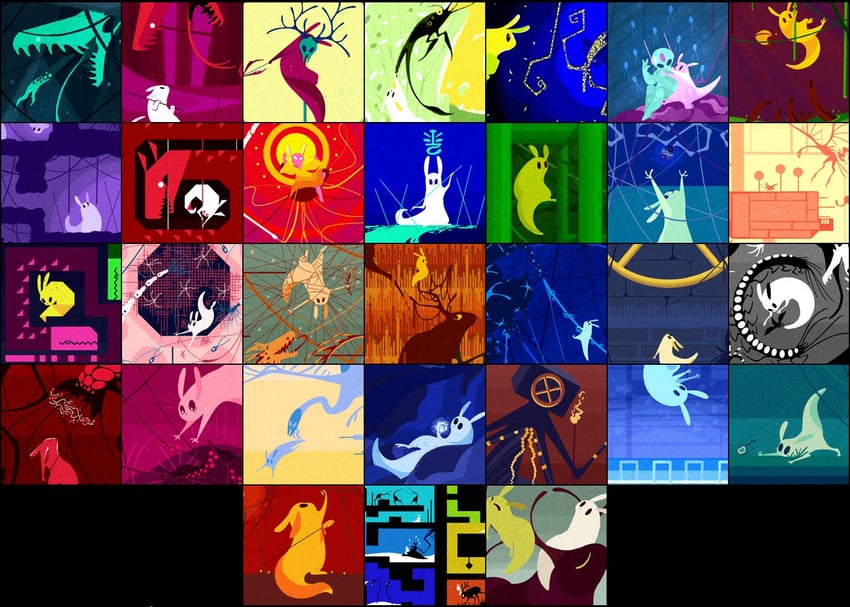 looks to the moon, survivor, artificer, hunter, monk, and 17 more (rain world) drawn by kelocitta