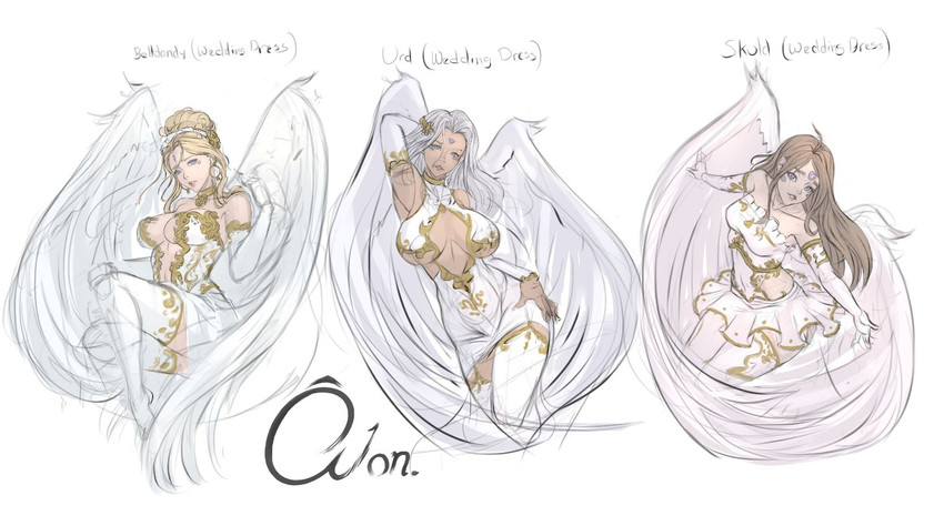 belldandy, urd, and skuld (aa megami-sama) drawn by ensouwon