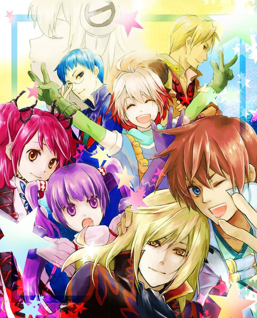 sophie, asbel lhant, cheria barnes, pascal, hubert ozwell, and 3 more (tales of and 1 more) drawn by takamizawa_takumi