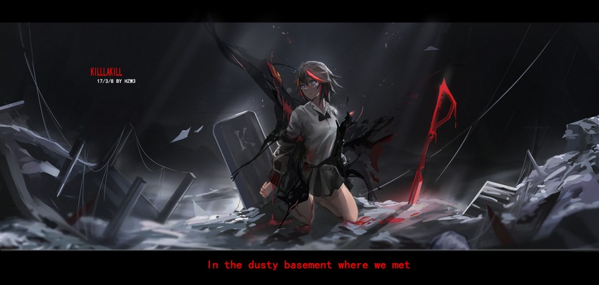 matoi ryuuko and senketsu (kill la kill) drawn by hzw3