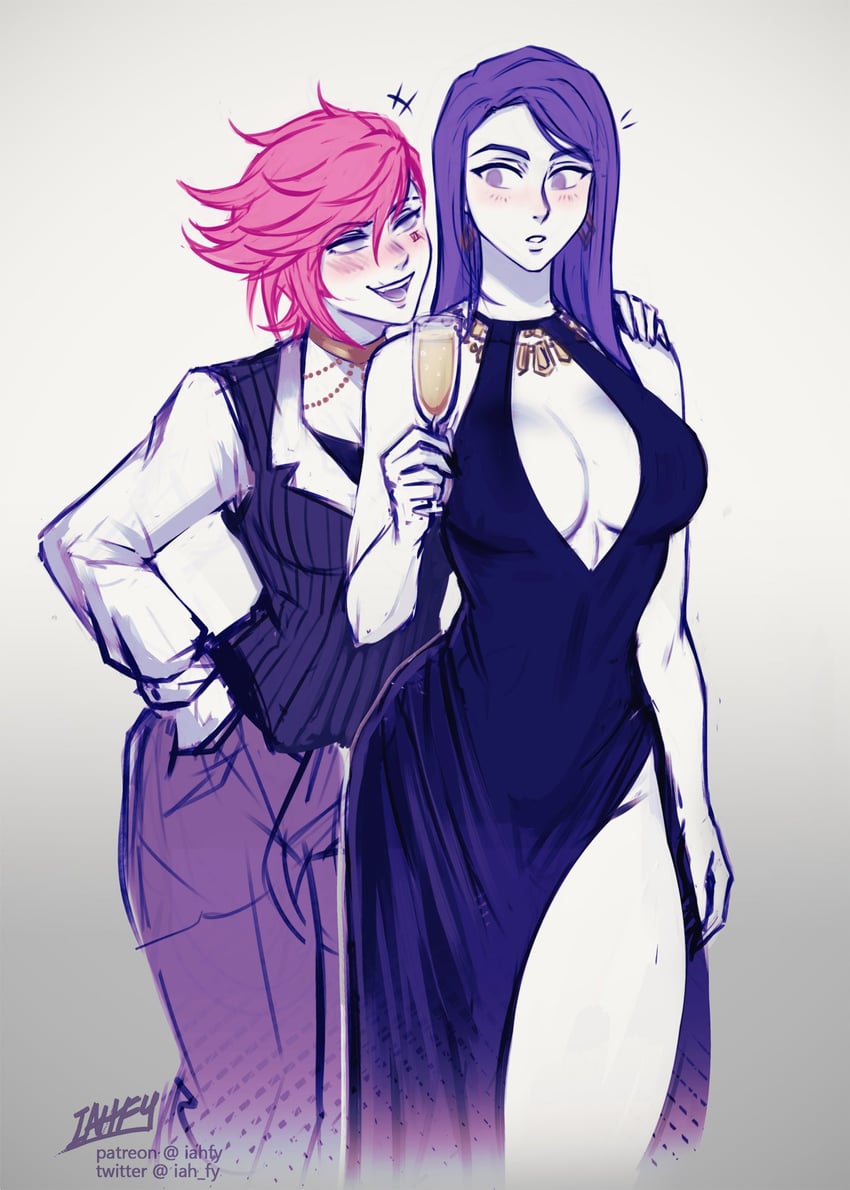 vi, caitlyn, arcane vi, and arcane caitlyn (league of legends and 1 more) drawn by iahfy