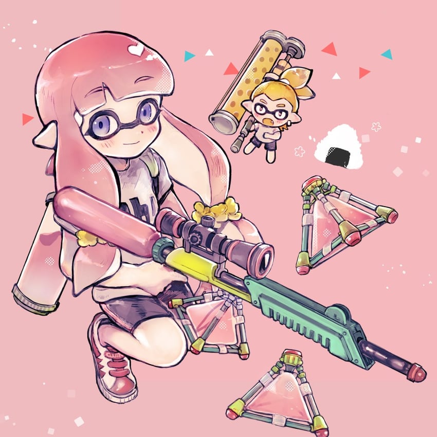inkling player character, inkling girl, and inkling boy (splatoon) drawn by ogi_no_hi