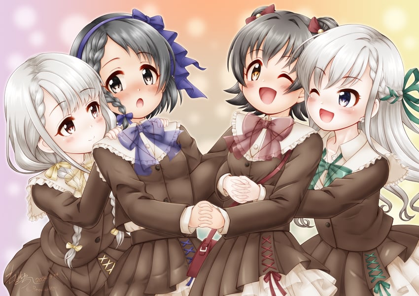 akagi miria, sasaki chie, hisakawa hayate, and hisakawa nagi (idolmaster and 1 more) drawn by regular_mow