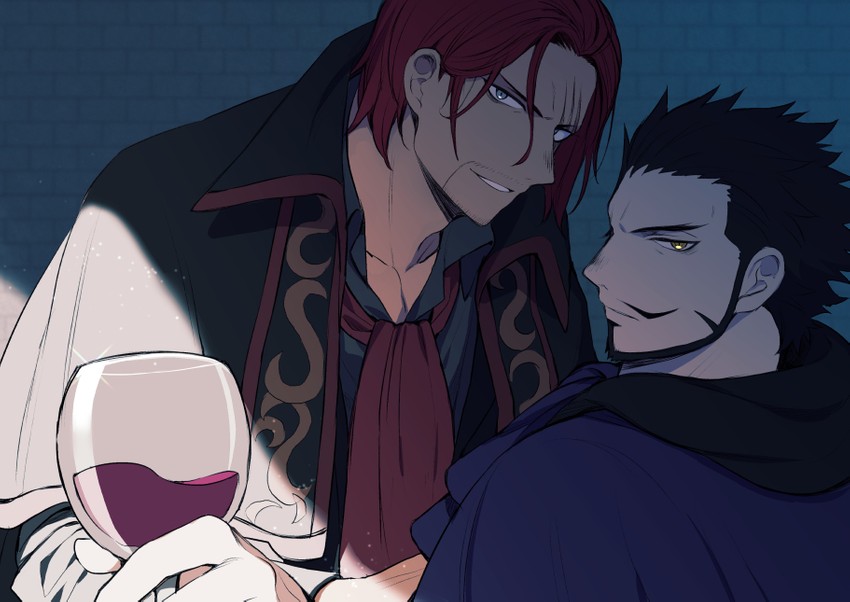 shanks and dracule mihawk (one piece) drawn by hozu_(hozumi)