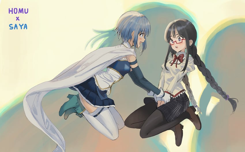 akemi homura and miki sayaka (mahou shoujo madoka magica) drawn by dddoochi1