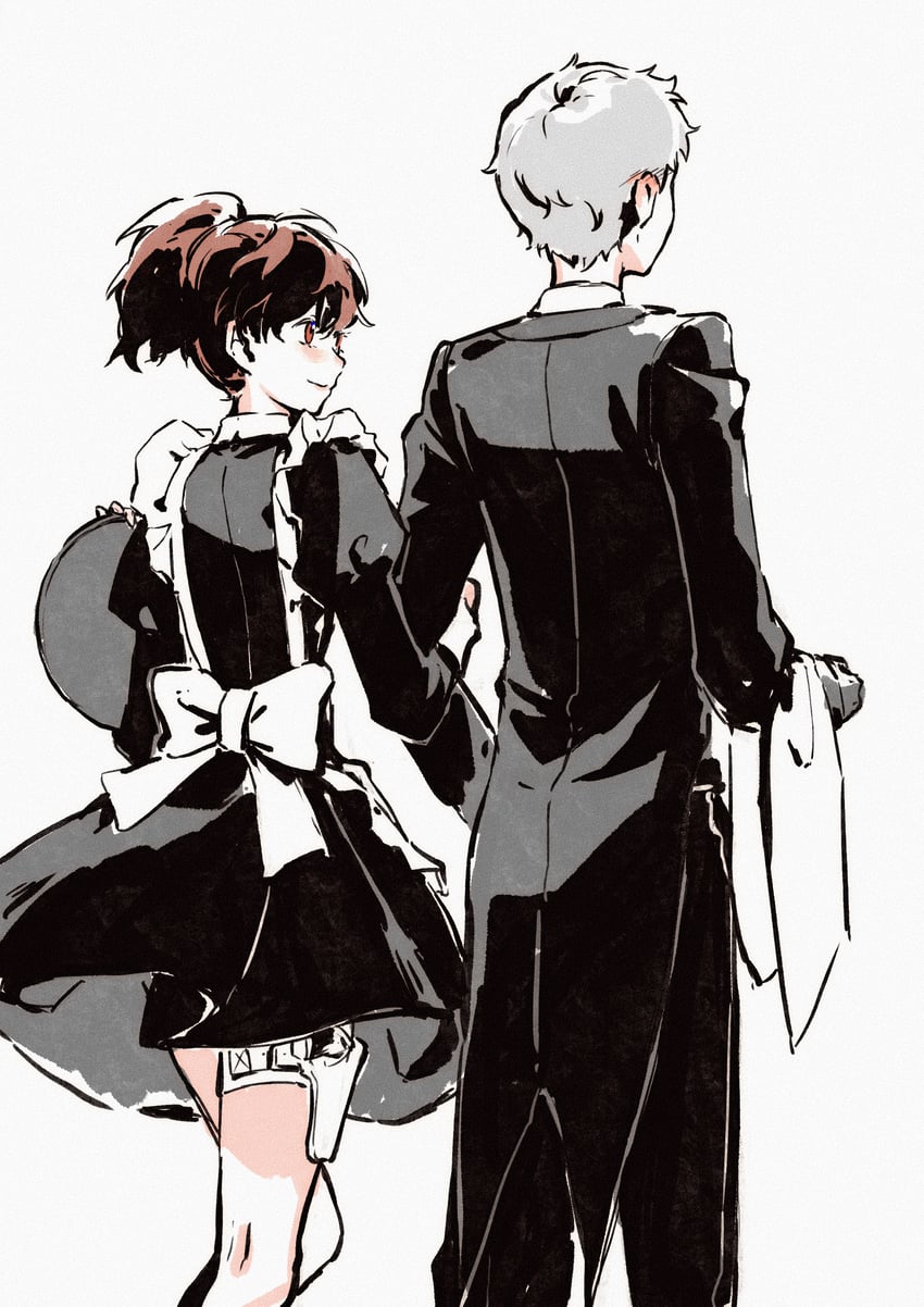 shiomi kotone and sanada akihiko (persona and 2 more) drawn by kobayashiyouyouko
