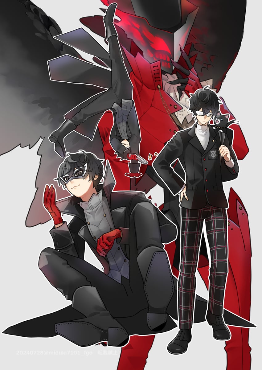 amamiya ren, joker, morgana, and arsene (persona and 1 more) drawn by miduki7101