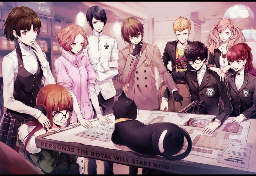 amamiya ren, takamaki anne, sakura futaba, niijima makoto, okumura haru, and 5 more (persona and 2 more) drawn by yuu_(isis7796)