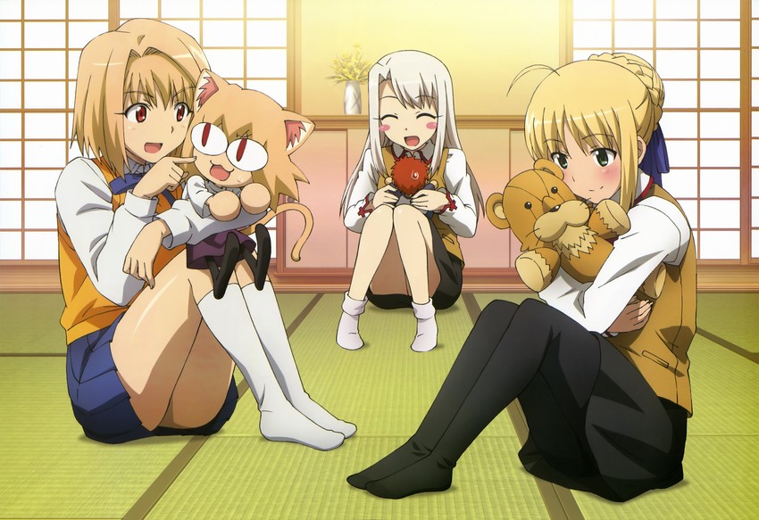 artoria pendragon, saber, illyasviel von einzbern, emiya shirou, arcueid brunestud, and 1 more (fate and 5 more) drawn by kametani_kyouko