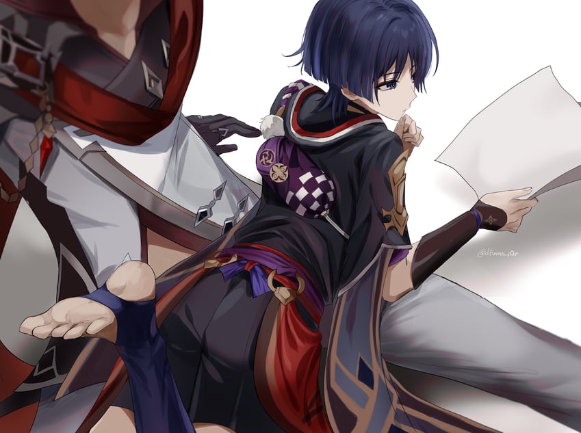 scaramouche and tartaglia (genshin impact) drawn by dfuma_pqr