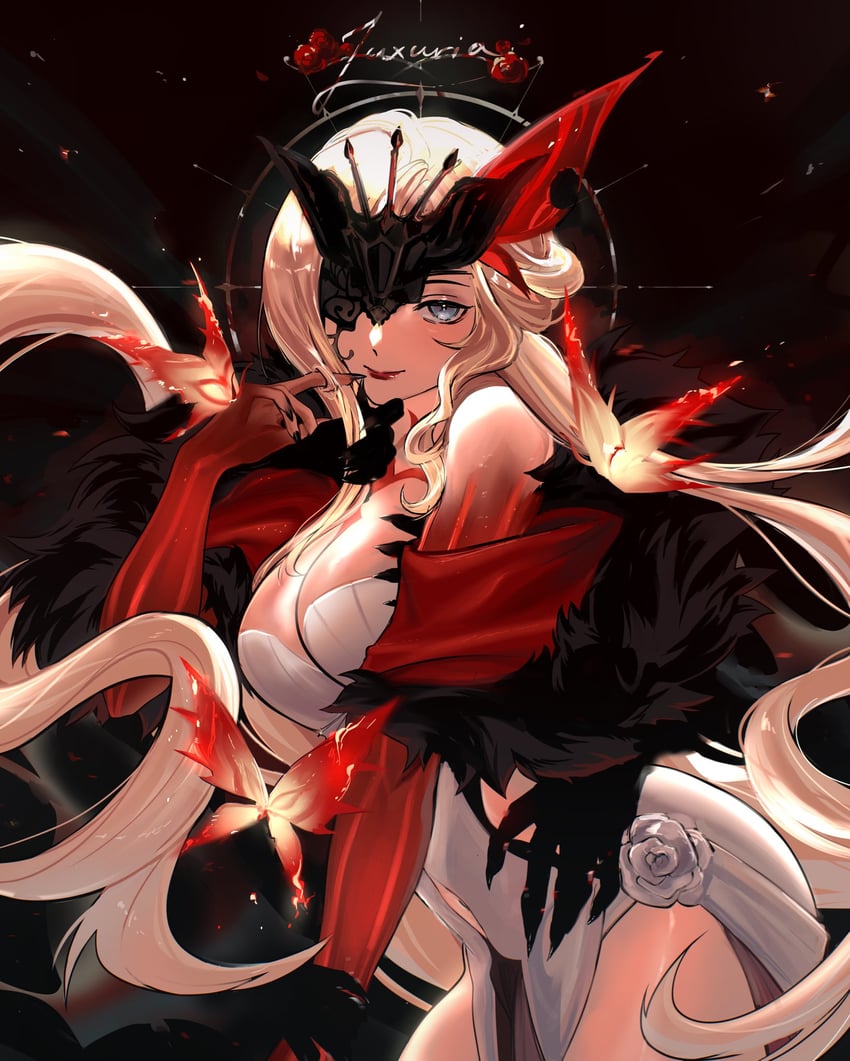 signora and crimson lotus moth (genshin impact) drawn by izyumn