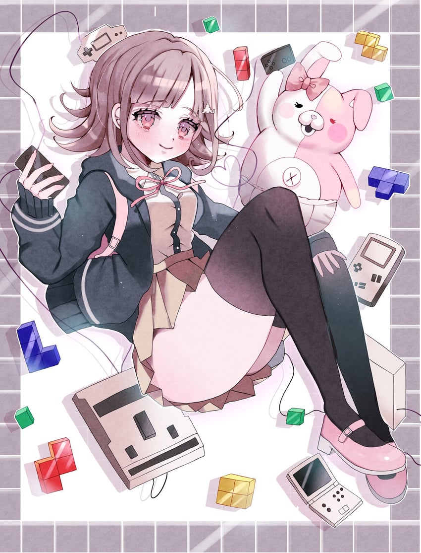 nanami chiaki and monomi (danganronpa and 2 more) drawn by yuyu_(yuuyudayo1211)