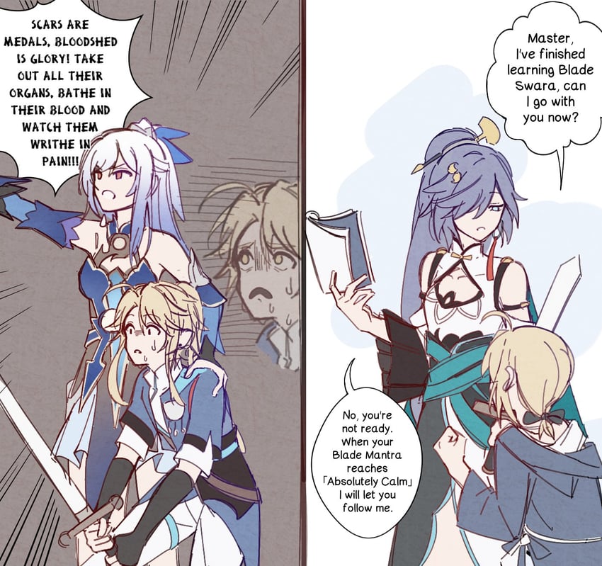 fu hua, jingliu, yanqing, and ma yanqing (honkai and 2 more) drawn by par_sato
