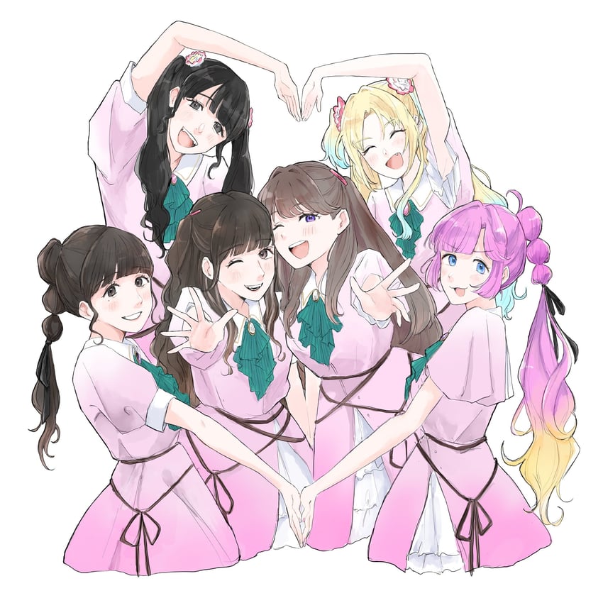 fujishima megumi, osawa rurino, anyoji hime, tsukine kona, kan kanna, and 1 more (love live! and 2 more) drawn by yam5565
