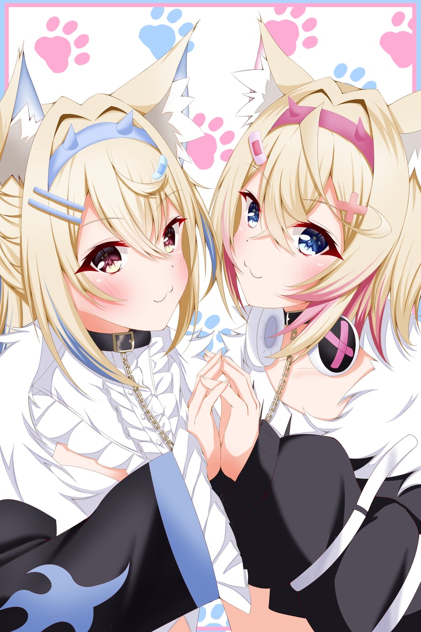 fuwawa abyssgard and mococo abyssgard (hololive and 1 more) drawn by tyama-tya