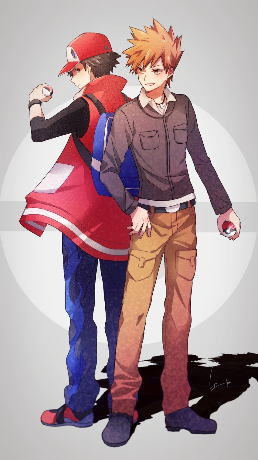red and blue oak (pokemon and 2 more) drawn by yuuki_(yuuk_yume)