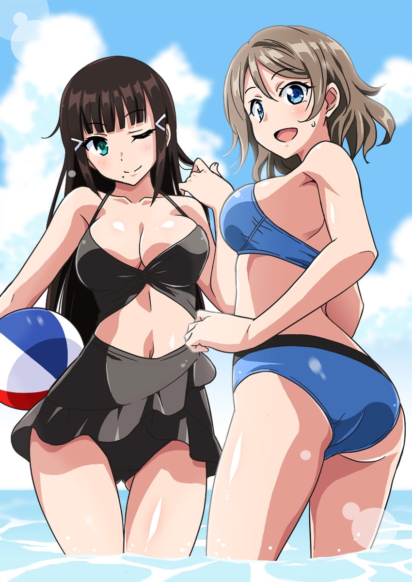 watanabe you and kurosawa dia (love live! and 1 more) drawn by marugoshi_teppei