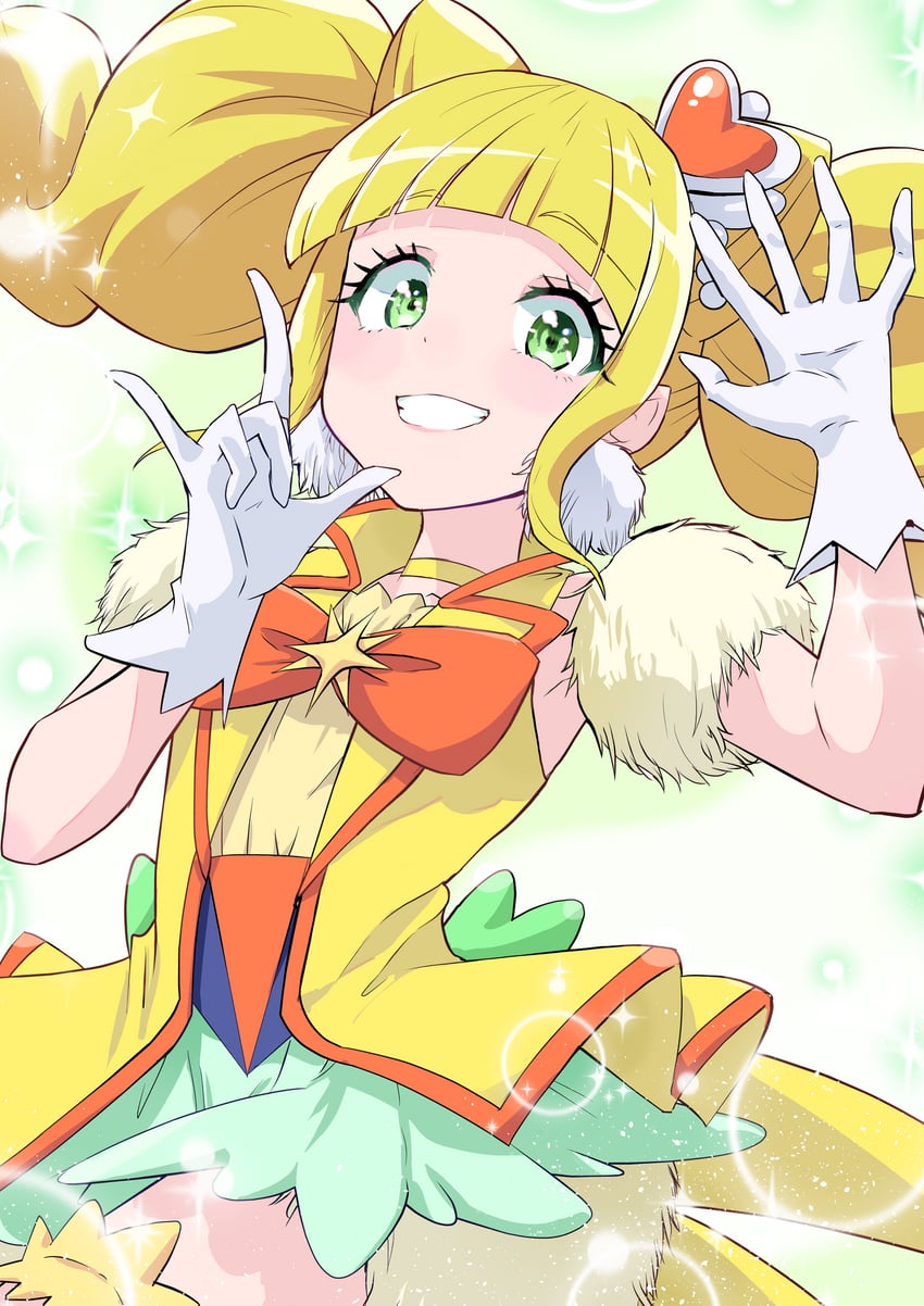 hiramitsu hinata and cure sparkle (precure and 1 more) drawn by keijirou_(mukunozaltusou)