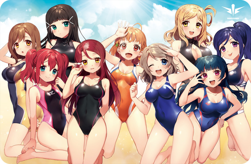 watanabe you, tsushima yoshiko, sakurauchi riko, takami chika, matsuura kanan, and 4 more (love live! and 1 more) drawn by sakura_yuki_(clochette)