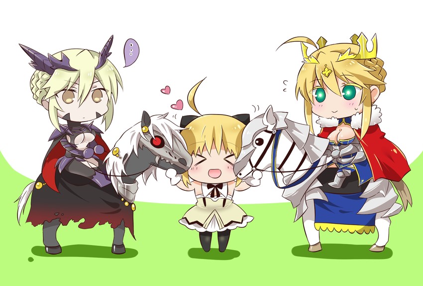 artoria pendragon, saber lily, llamrei, and dun stallion (fate and 1 more) drawn by tsuchiya_madose