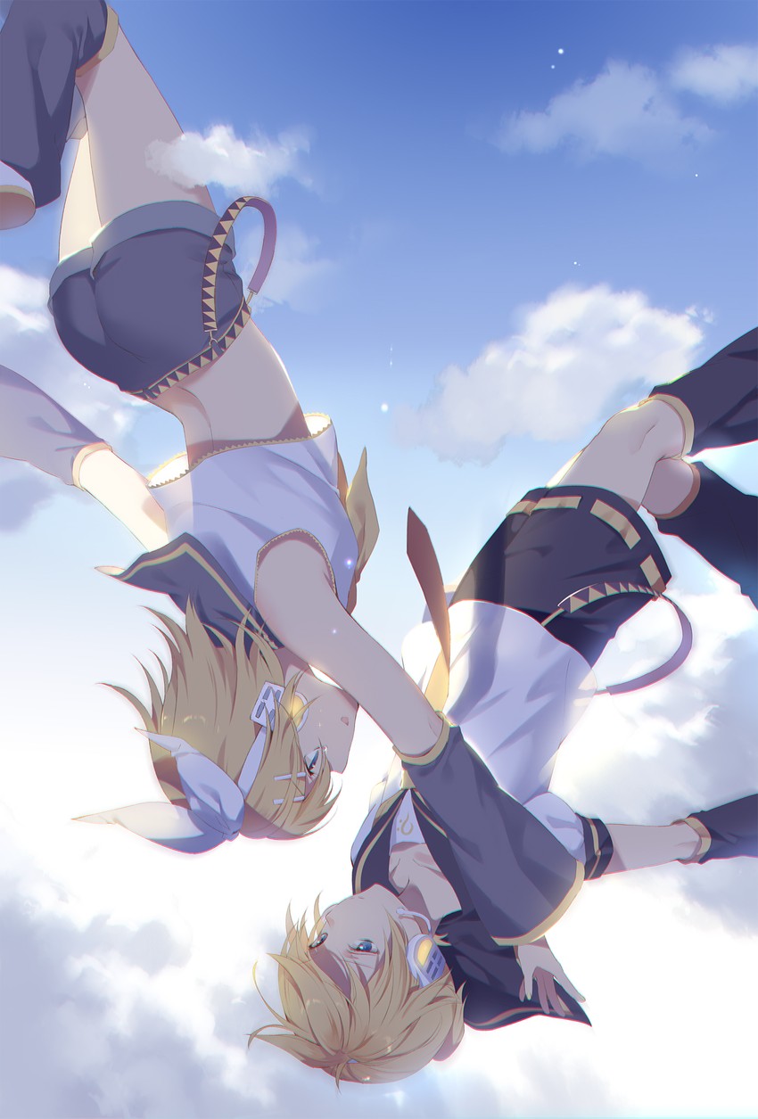 kagamine rin and kagamine len (vocaloid and 1 more) drawn by hmniao