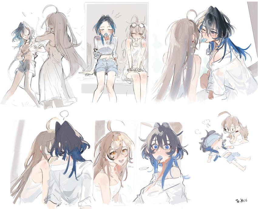 ouro kronii and nanashi mumei (hololive and 1 more) drawn by eus_ing