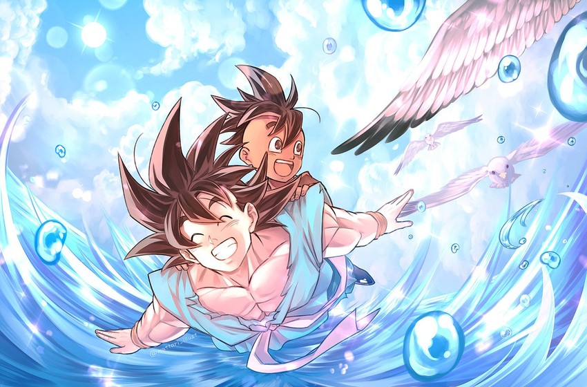 son goku and uub (dragon ball and 1 more) drawn by mattari_illust