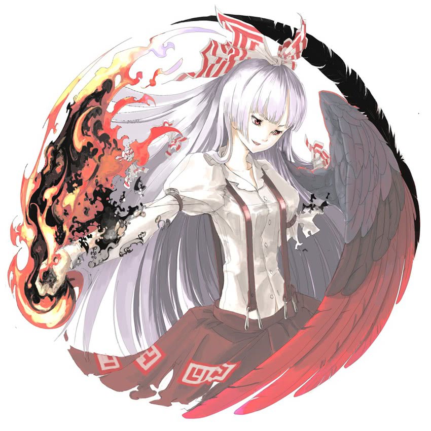 fujiwara no mokou (touhou) drawn by ritsu_(roboroboro)
