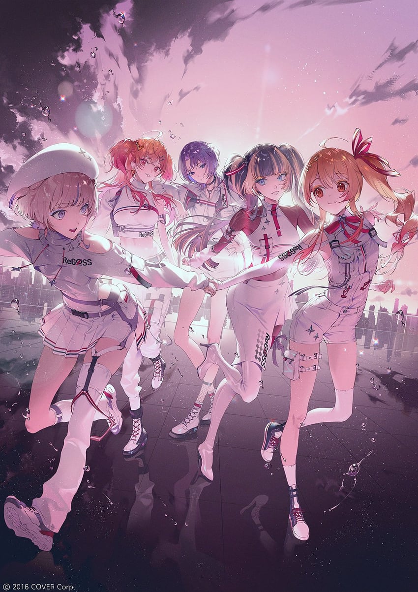 ichijou ririka, juufuutei raden, otonose kanade, hiodoshi ao, and todoroki hajime (hololive and 1 more) drawn by fajyobore