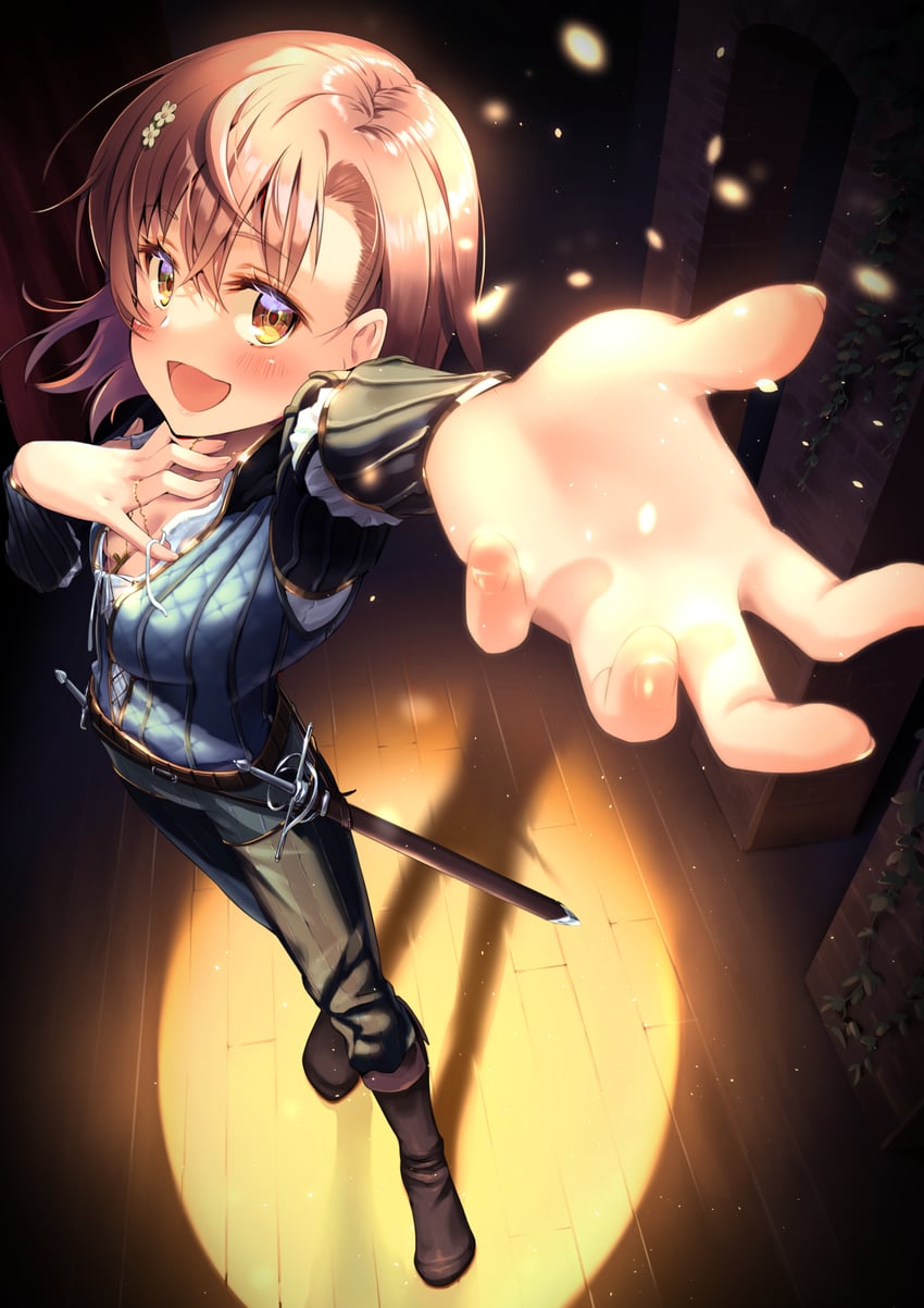 misaka mikoto and romeo montague (toaru majutsu no index and 2 more) drawn by yonabe
