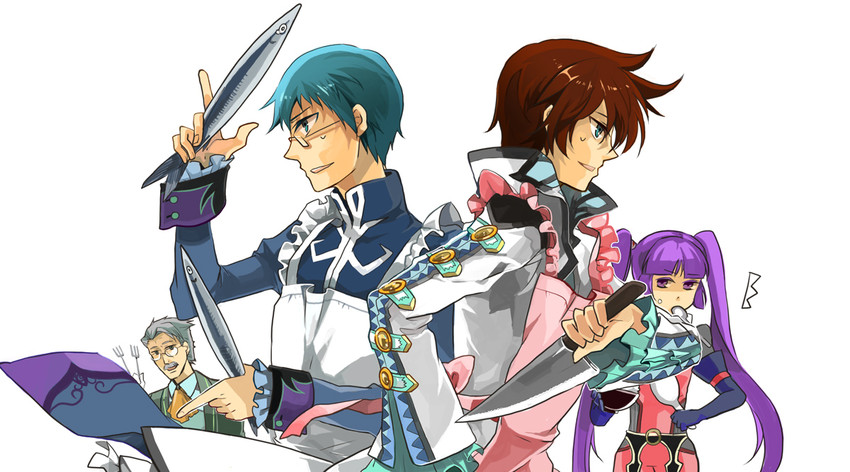 sophie, asbel lhant, hubert ozwell, and frederick barnes (tales of and 1 more) drawn by kusunokiokonogi