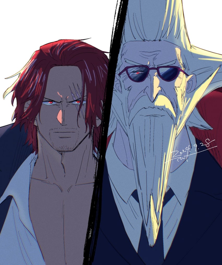 shanks and figarland garling (one piece) drawn by choko_egg