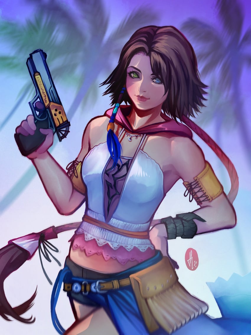 yuna and gunner (final fantasy and 2 more) drawn by tholia_bentz