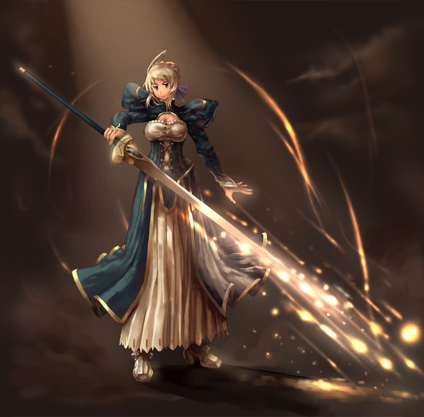artoria pendragon and saber (fate and 1 more) drawn by juun