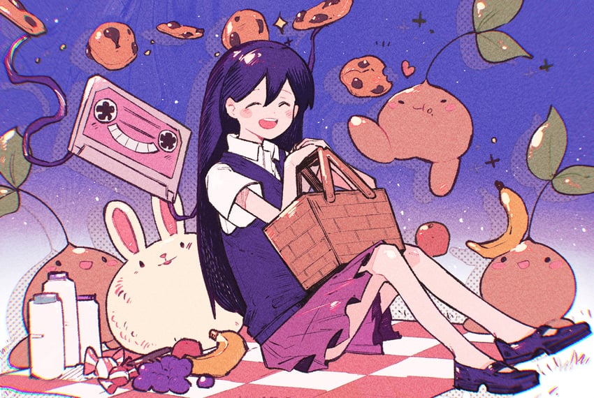 mari, sprout mole, and forest bunny (omori) drawn by inari1369