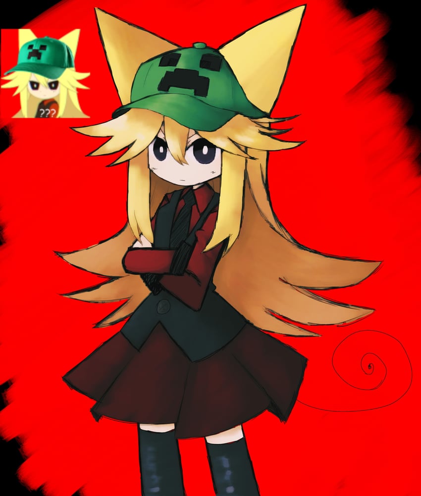 creeper and moge-ko (minecraft and 2 more) drawn by iesonatana