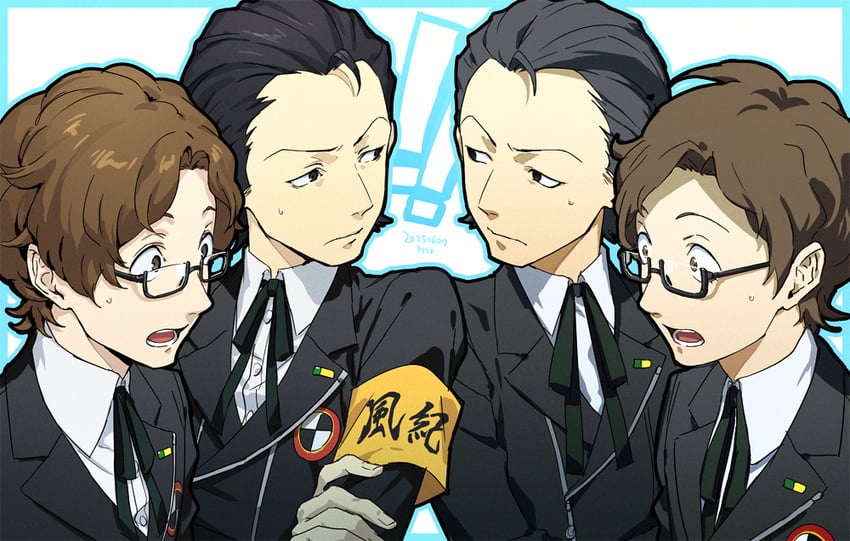 odagiri hidetoshi and hiraga keisuke (persona and 2 more) drawn by pitk